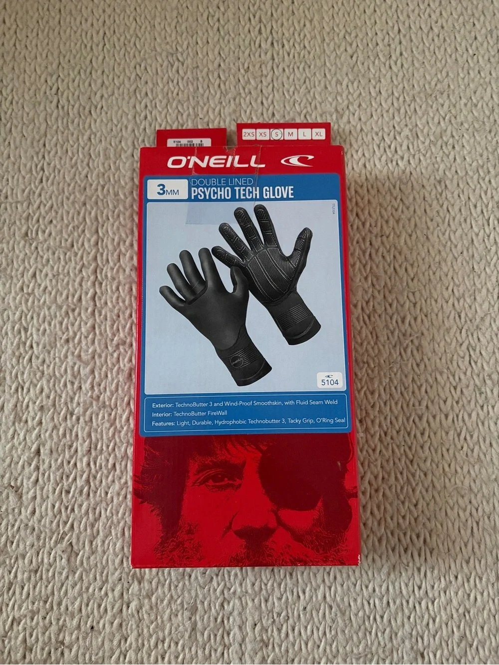 O'Neill Black Psycho Tech 3mm Double Lined Gloves - Surf/Snow